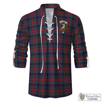 Allison Red Tartan Men's Scottish Traditional Jacobite Ghillie Kilt Shirt with Family Crest