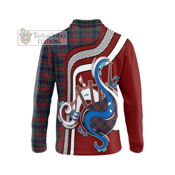 Allison Red Tartan Long Sleeve Polo Shirt with Epic Bagpipe Style