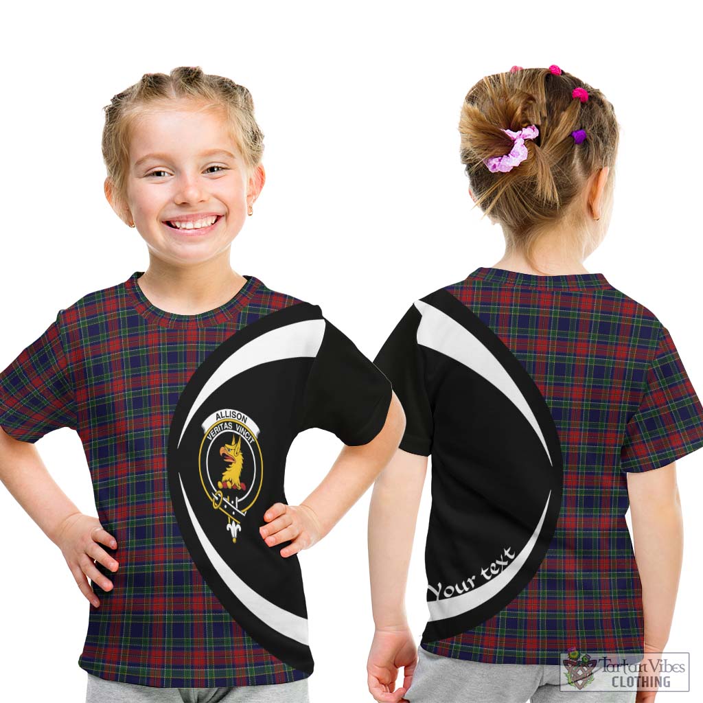 Allison Red Tartan Kid T-Shirt with Family Crest Circle Style - Tartan Vibes Clothing