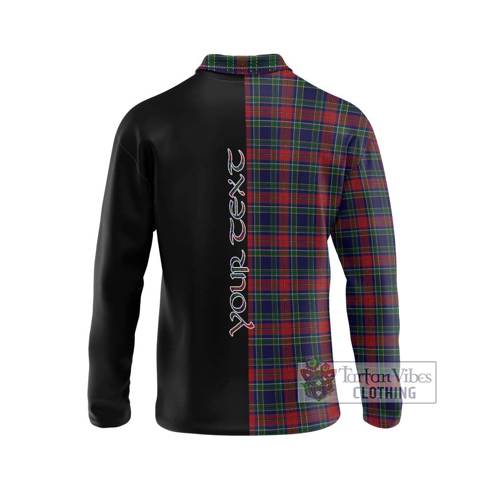 Allison Red Tartan Long Sleeve Polo Shirt with Family Crest and Half Of Me Style - Tartanvibesclothing Shop