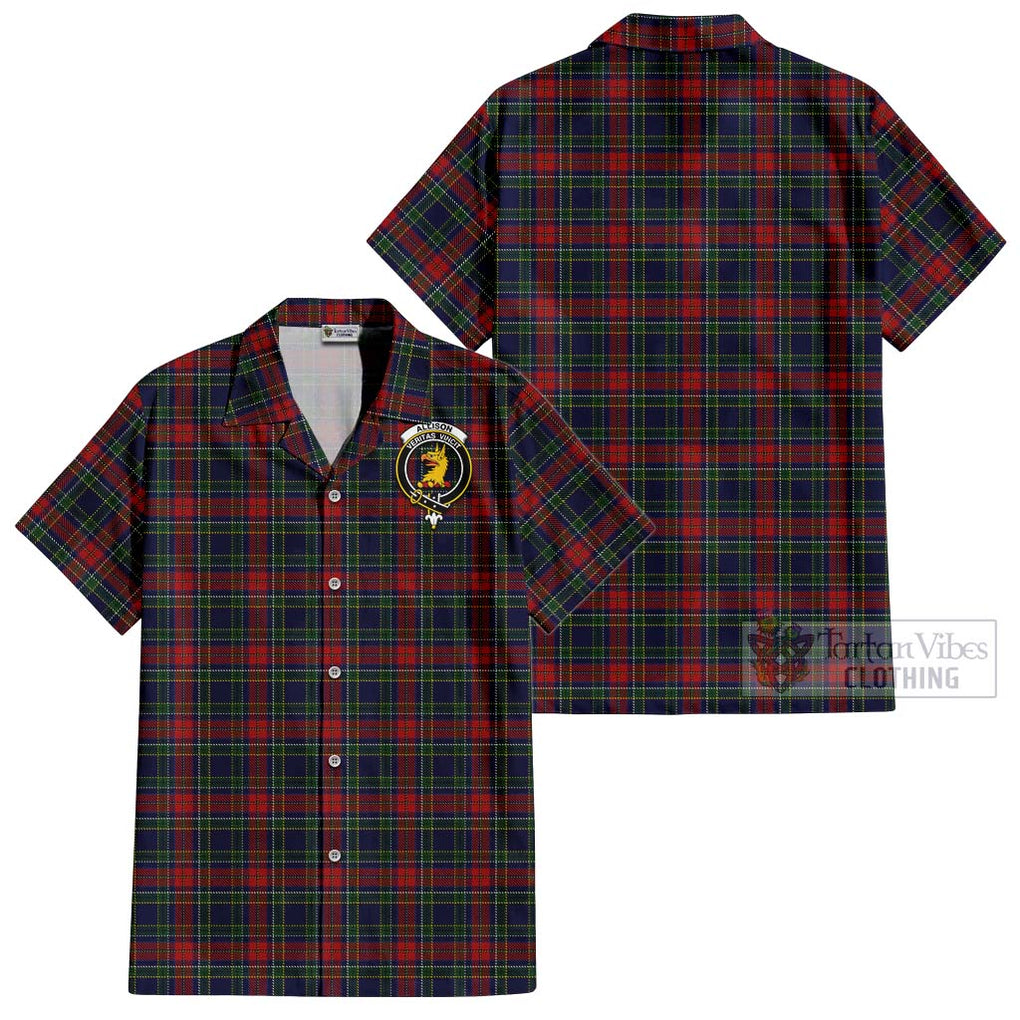 Allison Red Tartan Cotton Hawaiian Shirt with Family Crest Kid - Tartan Vibes Clothing