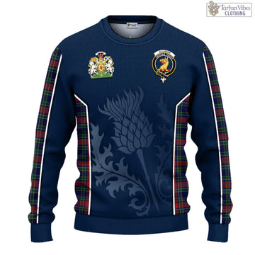 Allison Red Tartan Knitted Sweatshirt with Family Crest and Scottish Thistle Vibes Sport Style