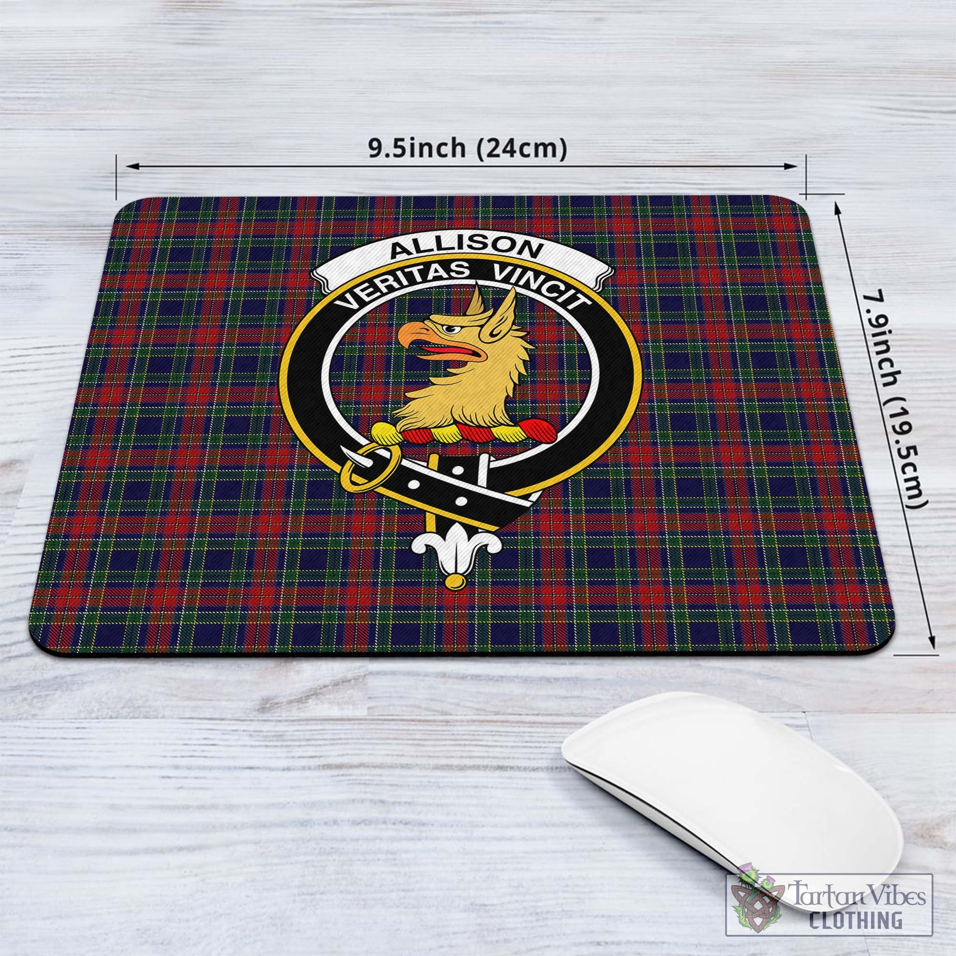 Tartan Vibes Clothing Allison Red Tartan Mouse Pad with Family Crest