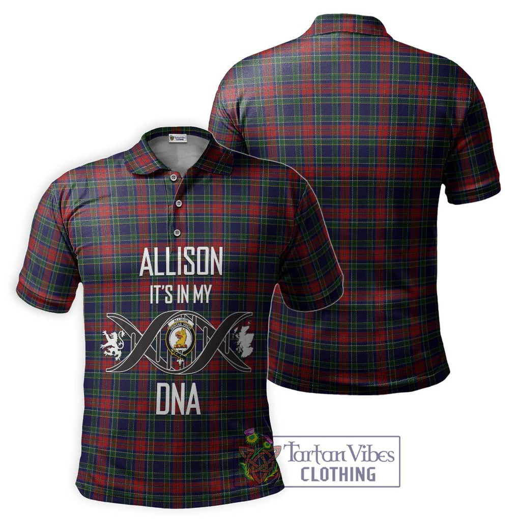 Allison Red Tartan Polo Shirt with Family Crest DNA In Me Style - Tartanvibesclothing Shop