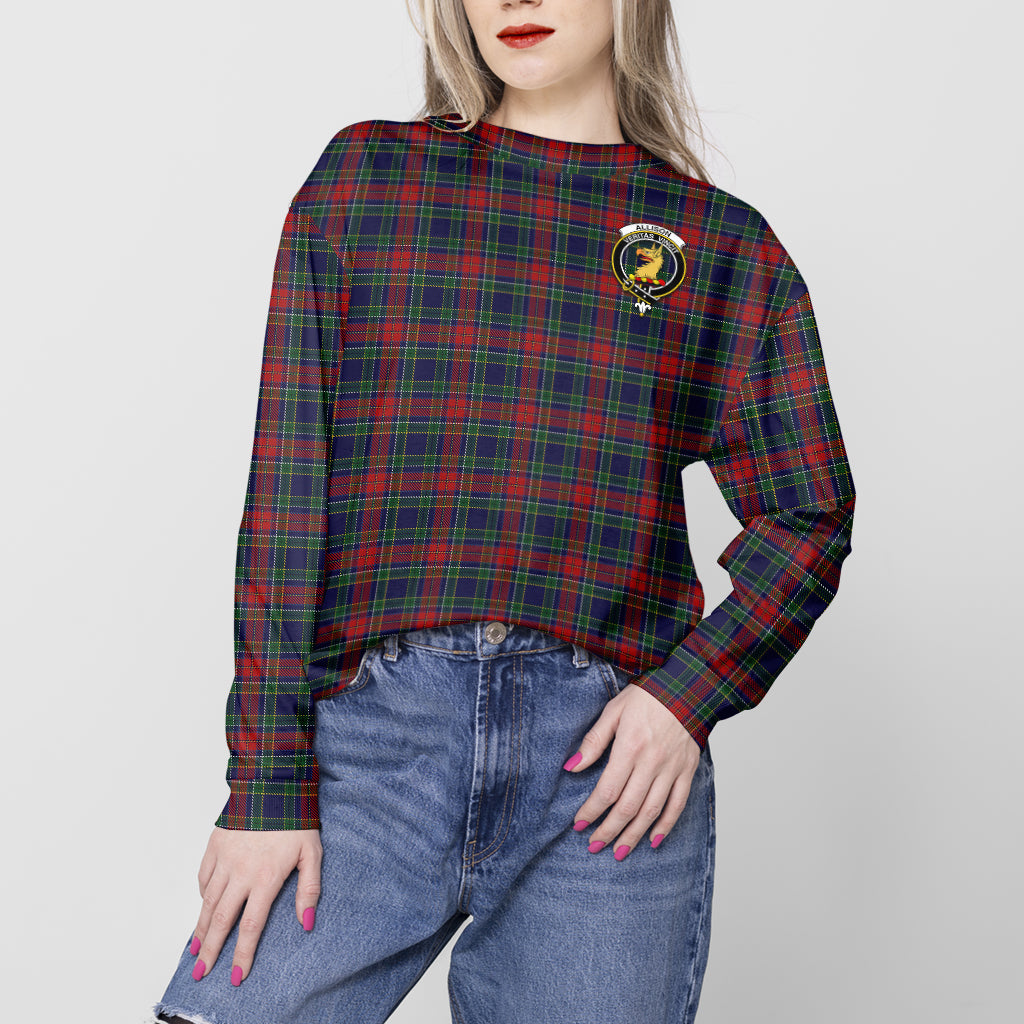 Allison Red Tartan Sweatshirt with Family Crest - Tartan Vibes Clothing