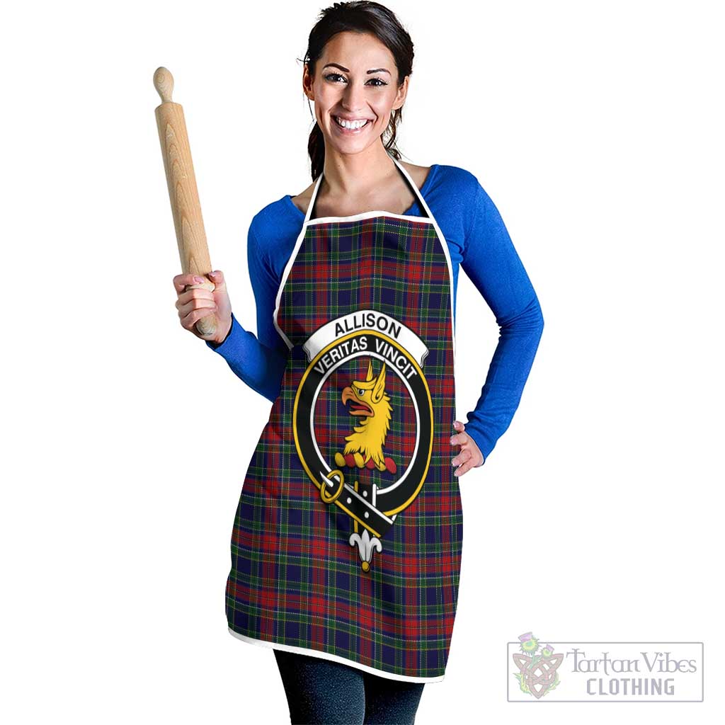 Allison Red Tartan Apron with Family Crest White - Tartan Vibes Clothing