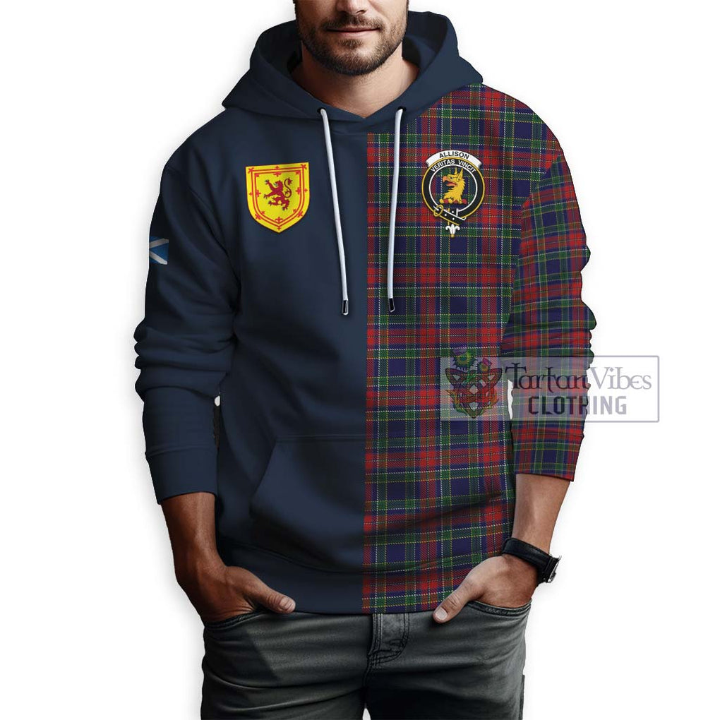 Tartan Vibes Clothing Allison Red Tartan Hoodie with Scottish Lion Royal Arm Half Style