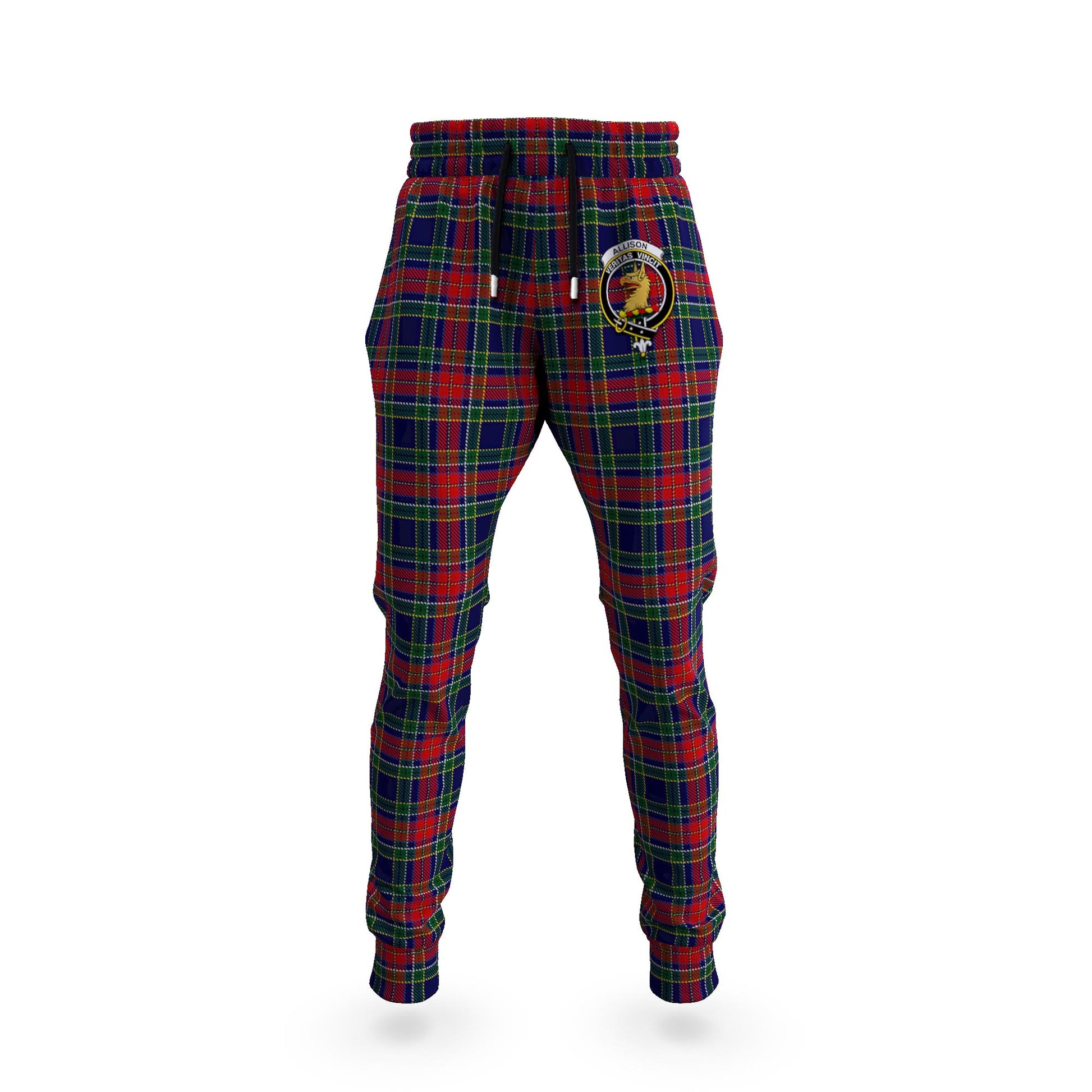 Allison Red Tartan Joggers Pants with Family Crest 5XL - Tartan Vibes Clothing