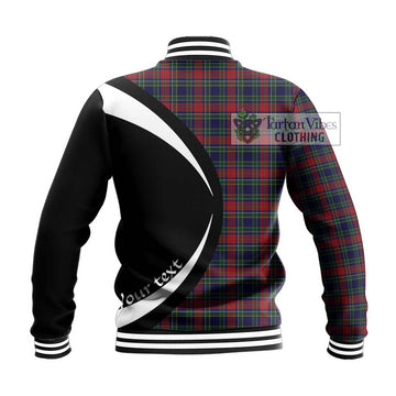 Allison Red Tartan Baseball Jacket with Family Crest Circle Style