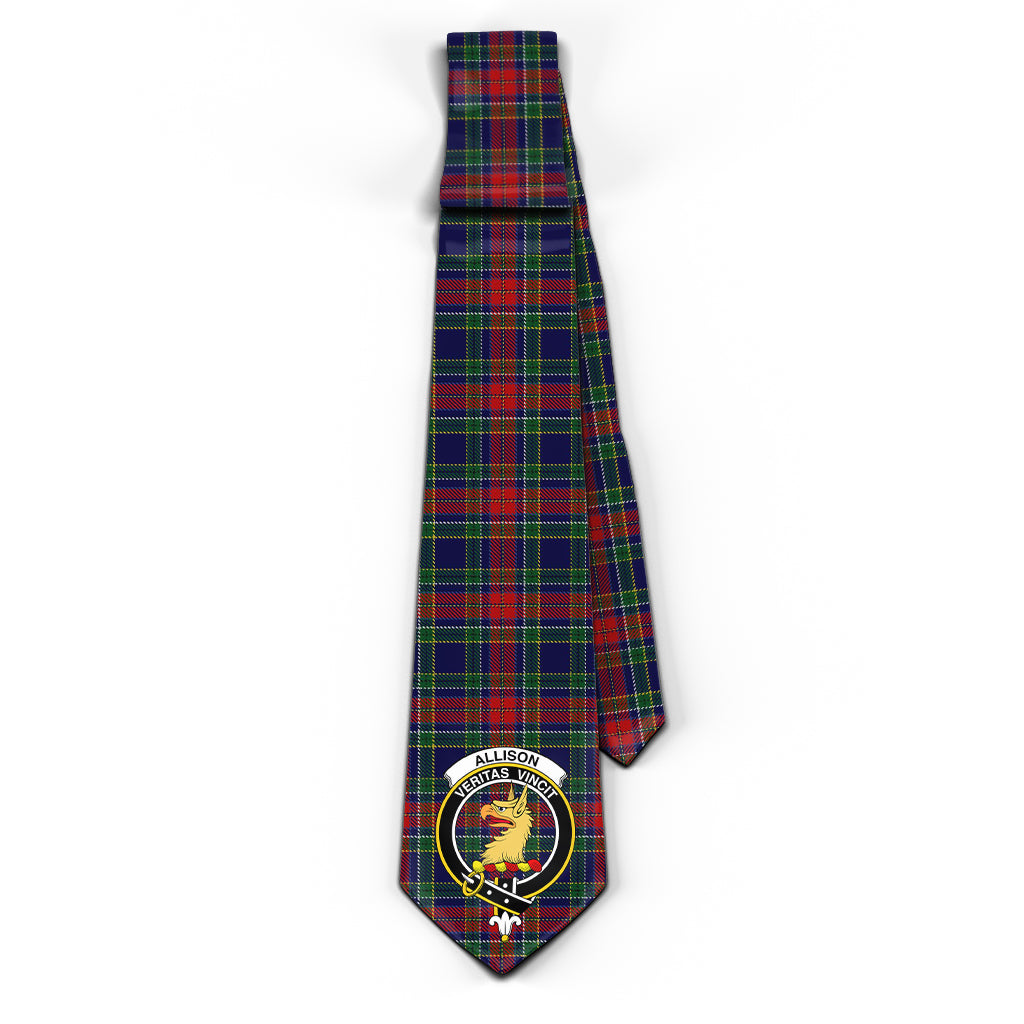 Allison Red Tartan Classic Necktie with Family Crest - Tartan Vibes Clothing