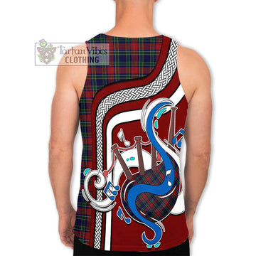 Allison Red Tartan Men's Tank Top with Epic Bagpipe Style