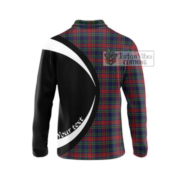 Allison Red Tartan Long Sleeve Polo Shirt with Family Crest Circle Style