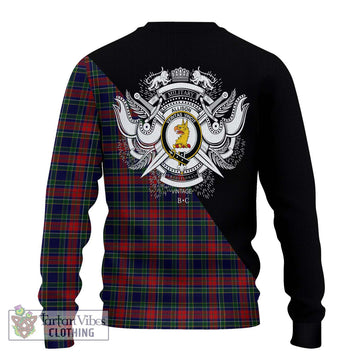 Allison Red Tartan Ugly Sweater with Family Crest and Military Logo Style