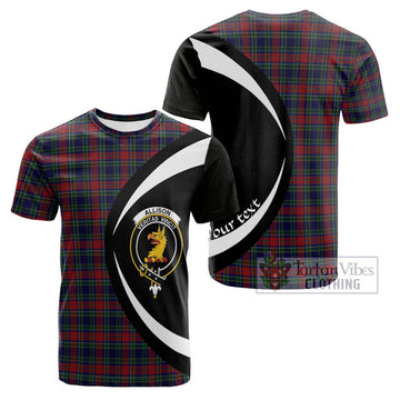 Allison Red Tartan Cotton T-shirt with Family Crest Circle Style