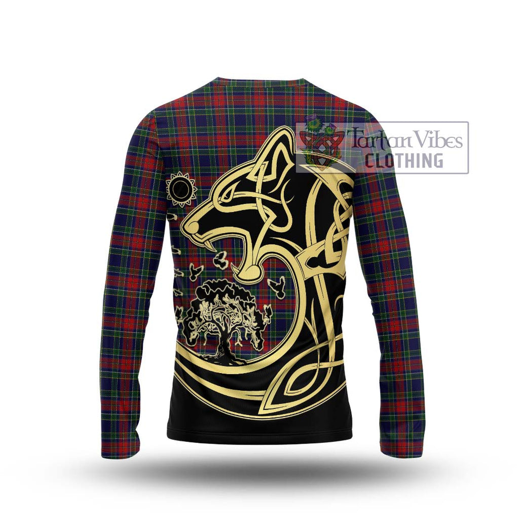 Allison Red Tartan Long Sleeve T-Shirt with Family Crest Celtic Wolf Style - Tartan Vibes Clothing