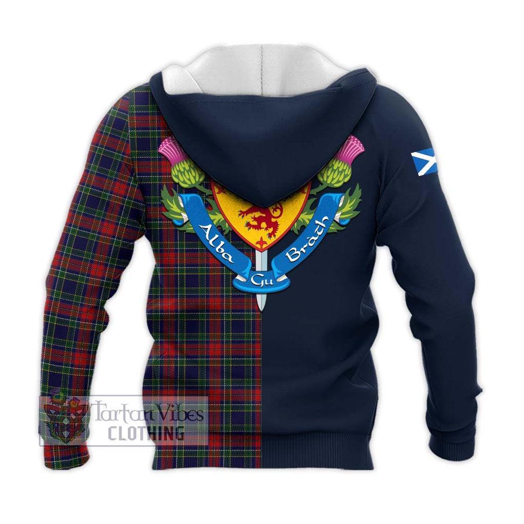 Tartan Vibes Clothing Allison Red Tartan Knitted Hoodie with Scottish Lion Royal Arm Half Style