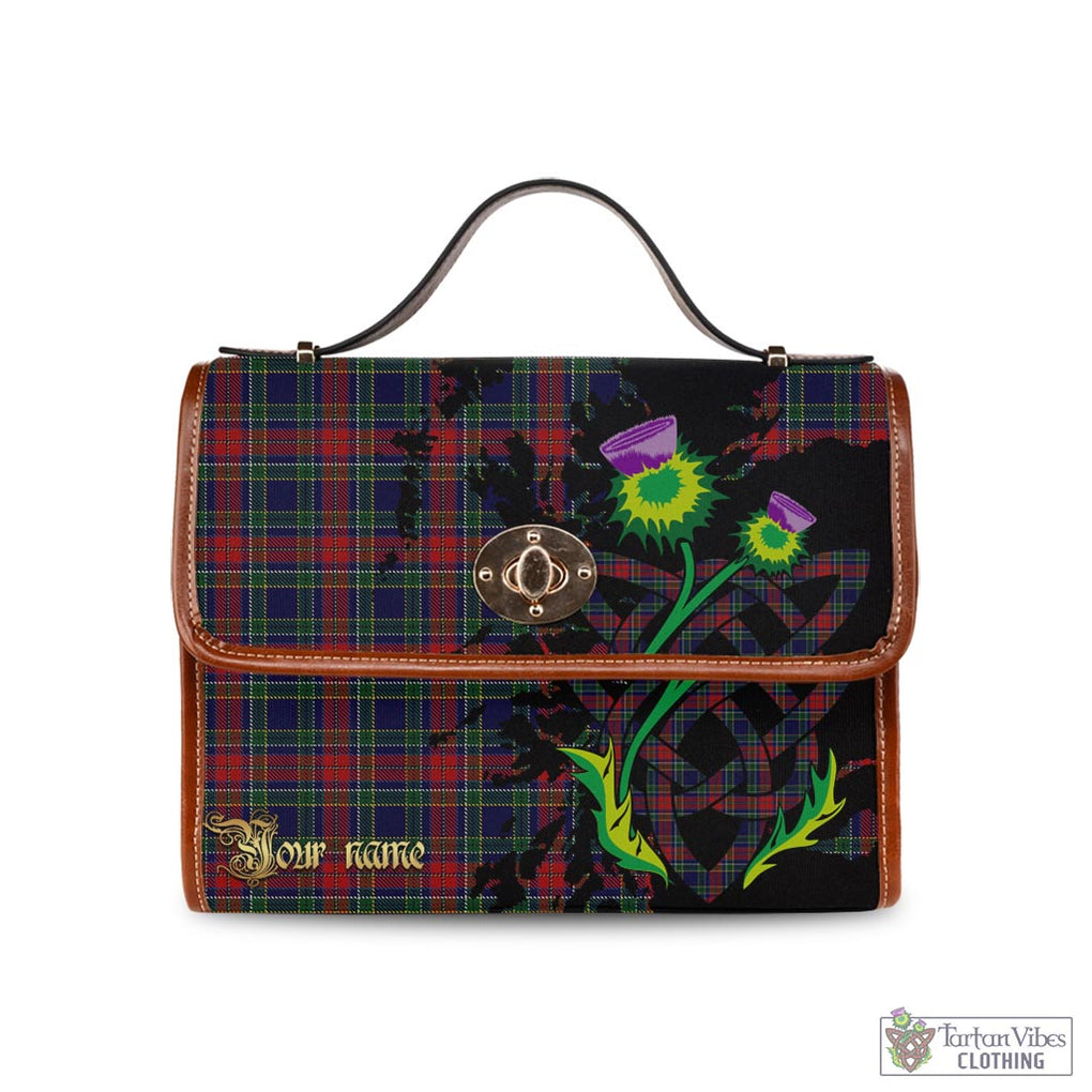 Tartan Vibes Clothing Allison Red Tartan Waterproof Canvas Bag with Scotland Map and Thistle Celtic Accents