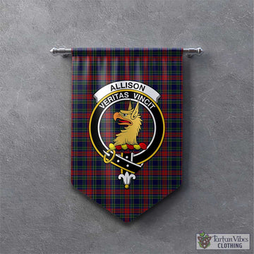 Allison Red Tartan Gonfalon, Tartan Banner with Family Crest