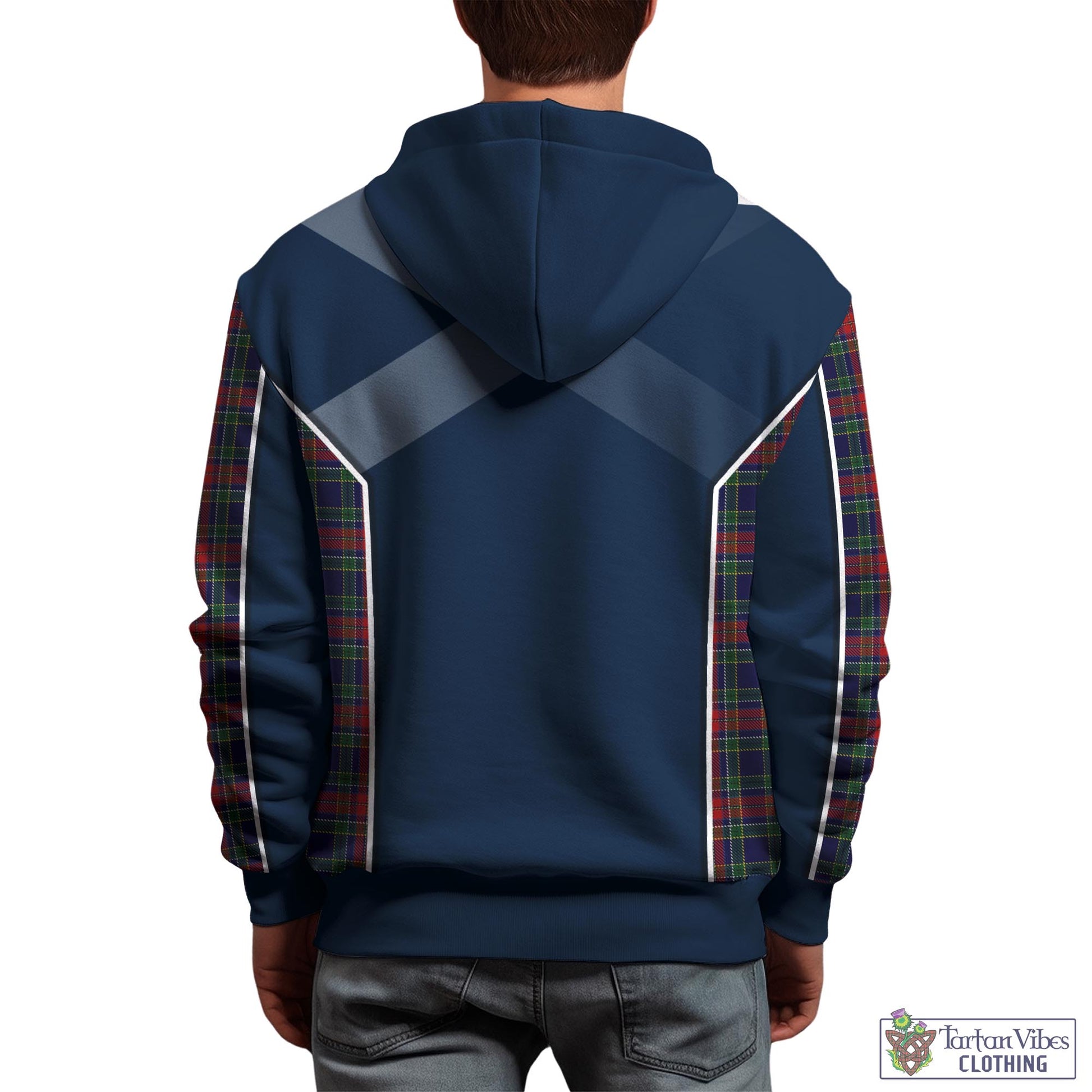 Tartan Vibes Clothing Allison Red Tartan Hoodie with Family Crest and Scottish Thistle Vibes Sport Style