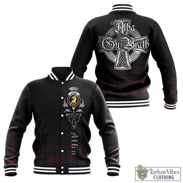 Allison Red Tartan Baseball Jacket Featuring Alba Gu Brath Family Crest Celtic Inspired