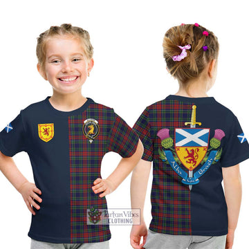 Allison Red Tartan Kid T-Shirt Alba with Scottish Lion Royal Arm Half Style