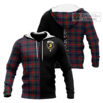 Allison Red Tartan Knitted Hoodie with Family Crest and Half Of Me Style