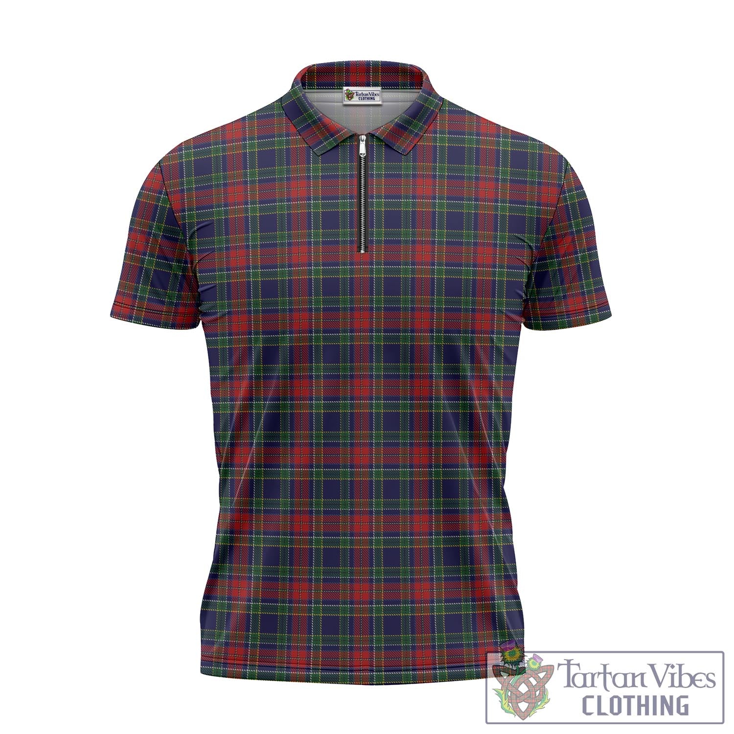 Tartan Vibes Clothing Allison Red Tartan Zipper Polo Shirt