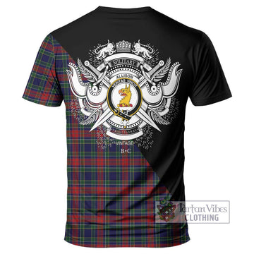 Allison Red Tartan T-Shirt with Family Crest and Military Logo Style