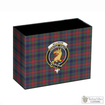 Allison Red Tartan Pen Holder with Family Crest