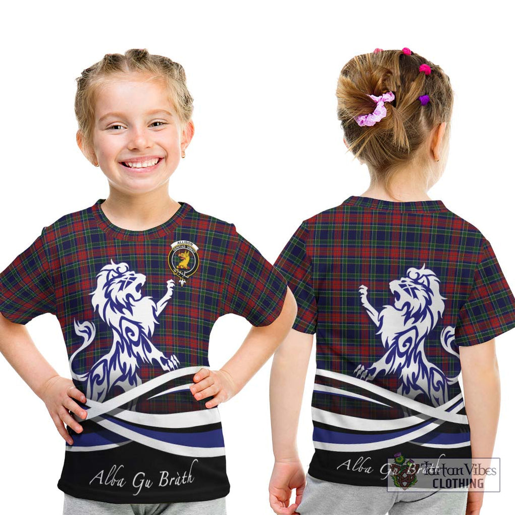 Allison Red Tartan Kid T-Shirt with Alba Gu Brath Regal Lion Emblem - Tartanvibesclothing Shop