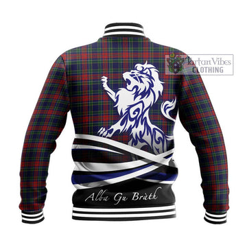 Allison Red Tartan Baseball Jacket with Alba Gu Brath Regal Lion Emblem