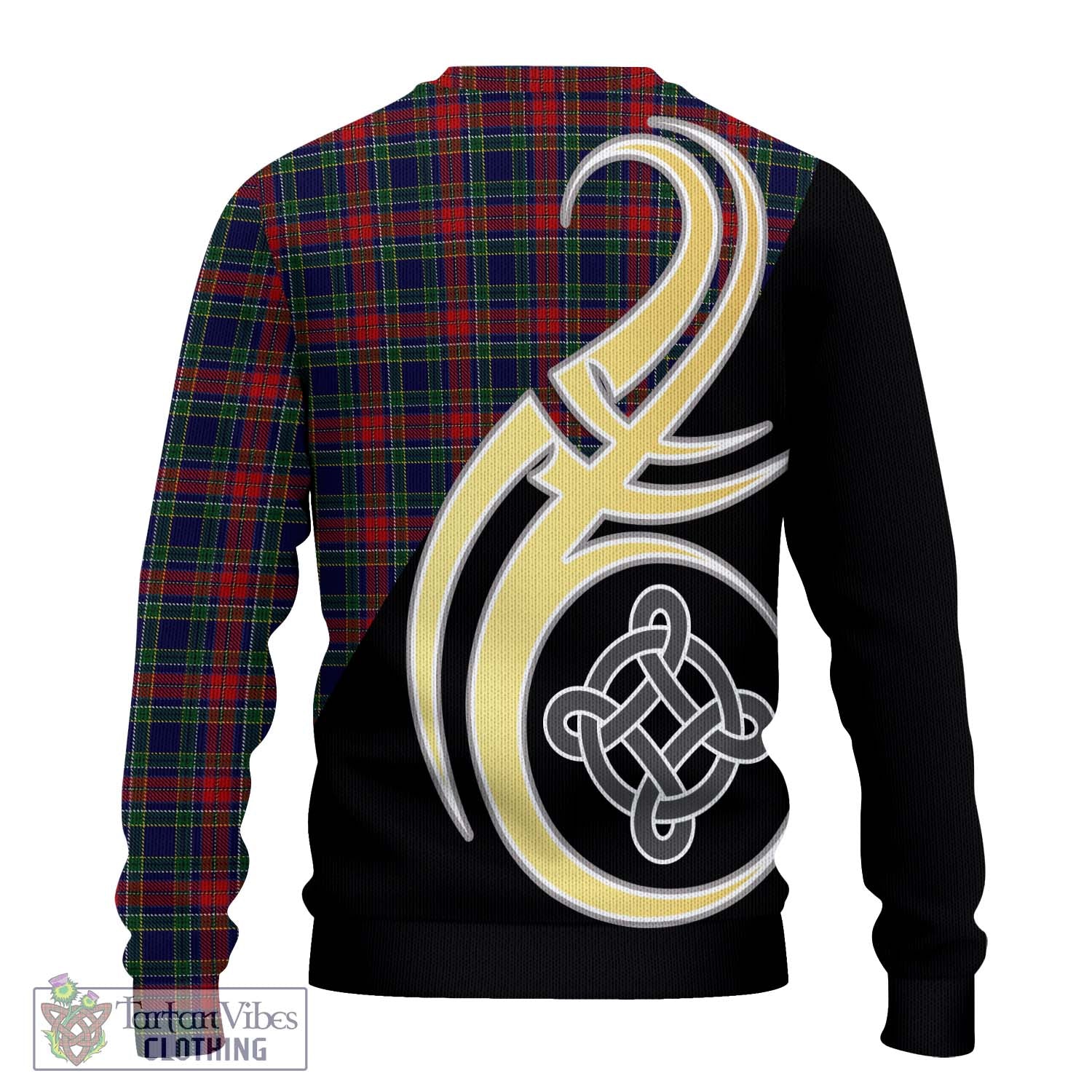 Allison Red Tartan Knitted Sweater with Family Crest and Celtic Symbol Style - Tartan Vibes Clothing