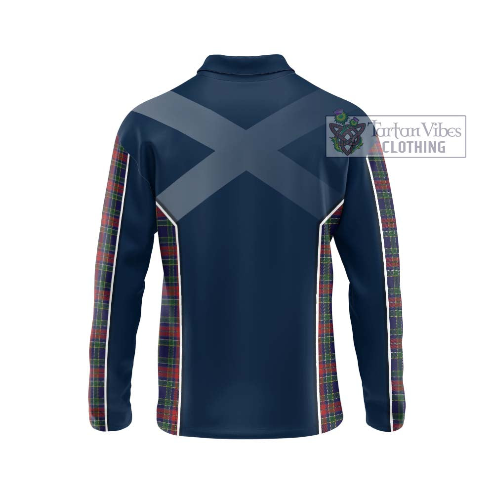 Allison Red Tartan Long Sleeve Polo Shirt with Family Crest and Lion Rampant Vibes Sport Style - Tartan Vibes Clothing