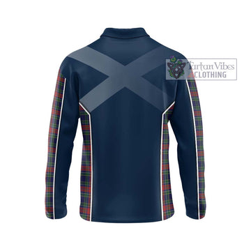 Allison Red Tartan Long Sleeve Polo Shirt with Family Crest and Lion Rampant Vibes Sport Style