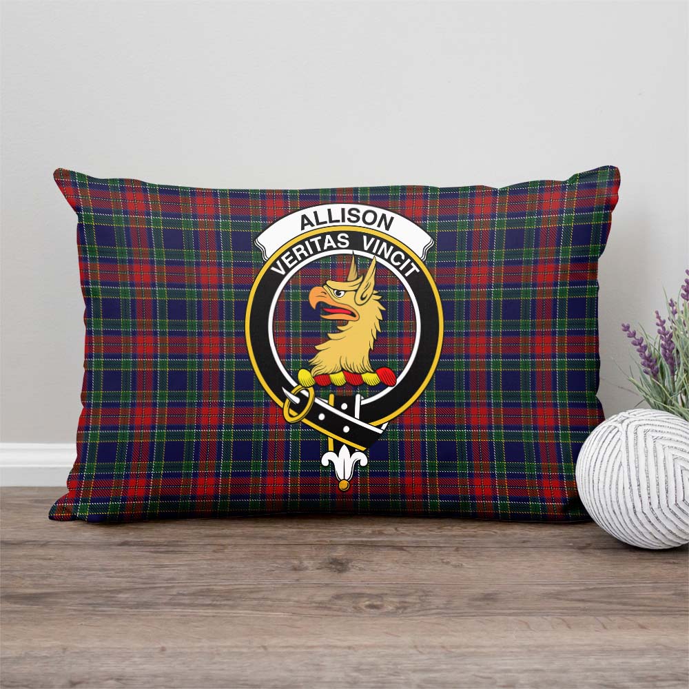 Allison Red Tartan Pillow Cover with Family Crest Rectangle Pillow Cover - Tartanvibesclothing