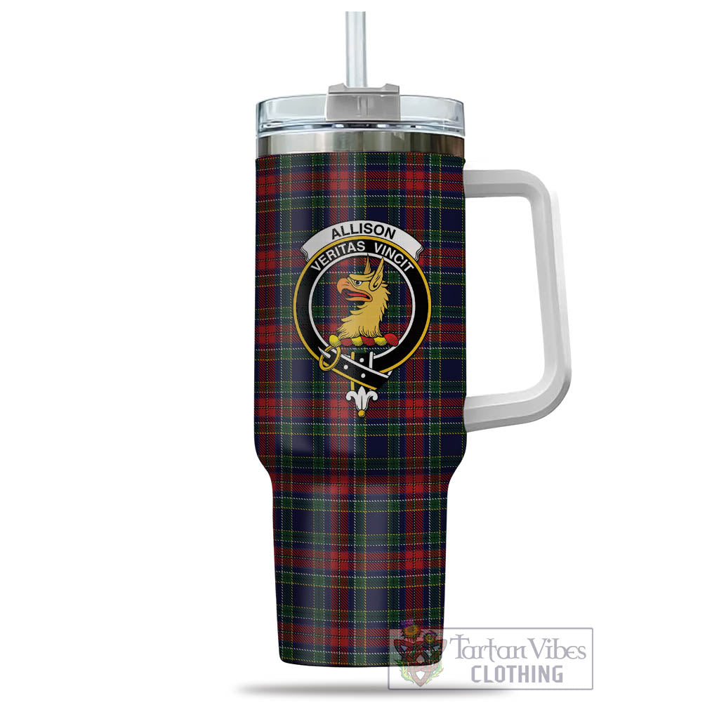 Tartan Vibes Clothing Allison Red Tartan and Family Crest Tumbler with Handle