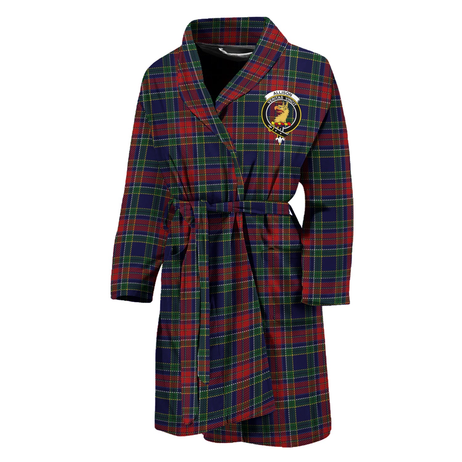 Allison Red Tartan Bathrobe with Family Crest Unisex M - Tartan Vibes Clothing