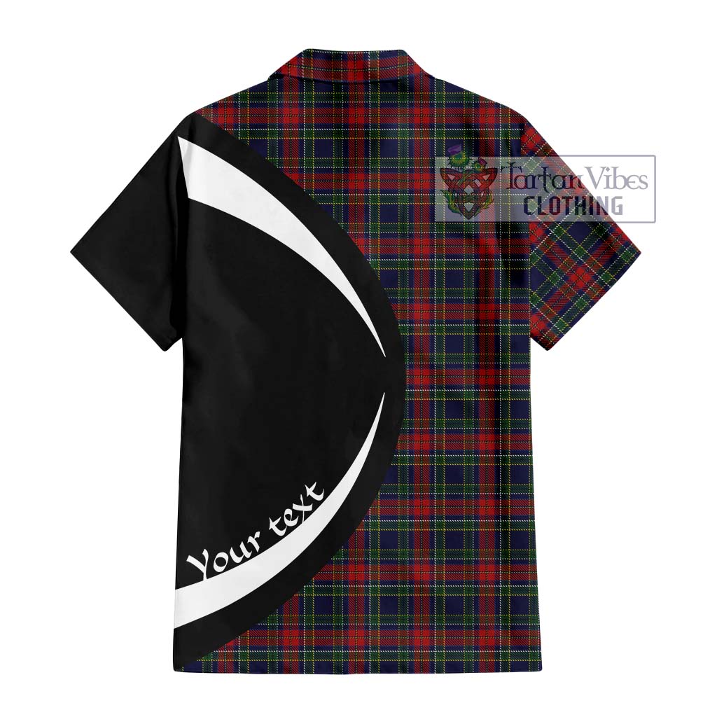 Allison Red Tartan Short Sleeve Button Up with Family Crest Circle Style - Tartan Vibes Clothing