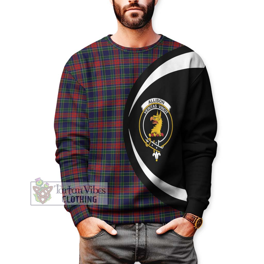 Allison Red Tartan Sweatshirt with Family Crest Circle Style - Tartan Vibes Clothing