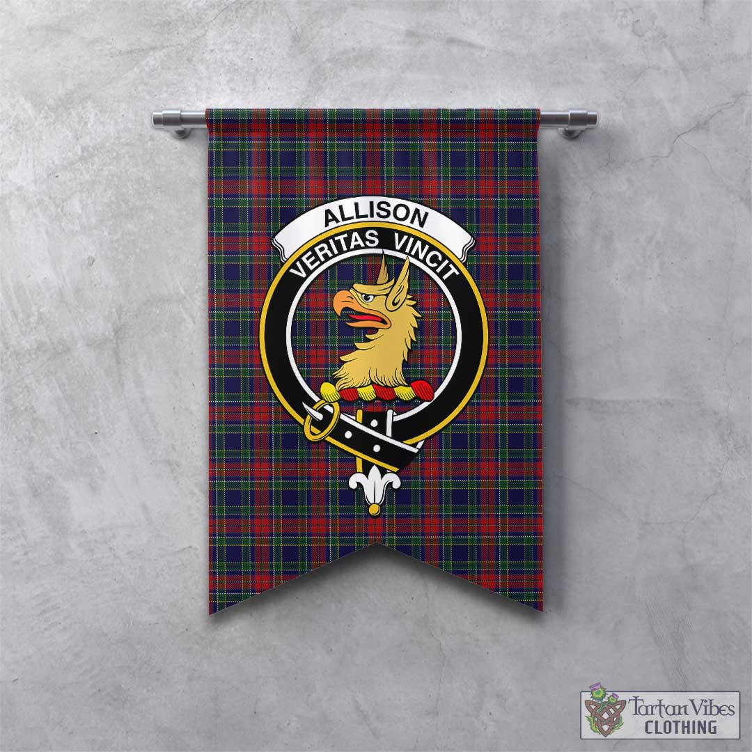 Tartan Vibes Clothing Allison Red Tartan Gonfalon, Tartan Banner with Family Crest