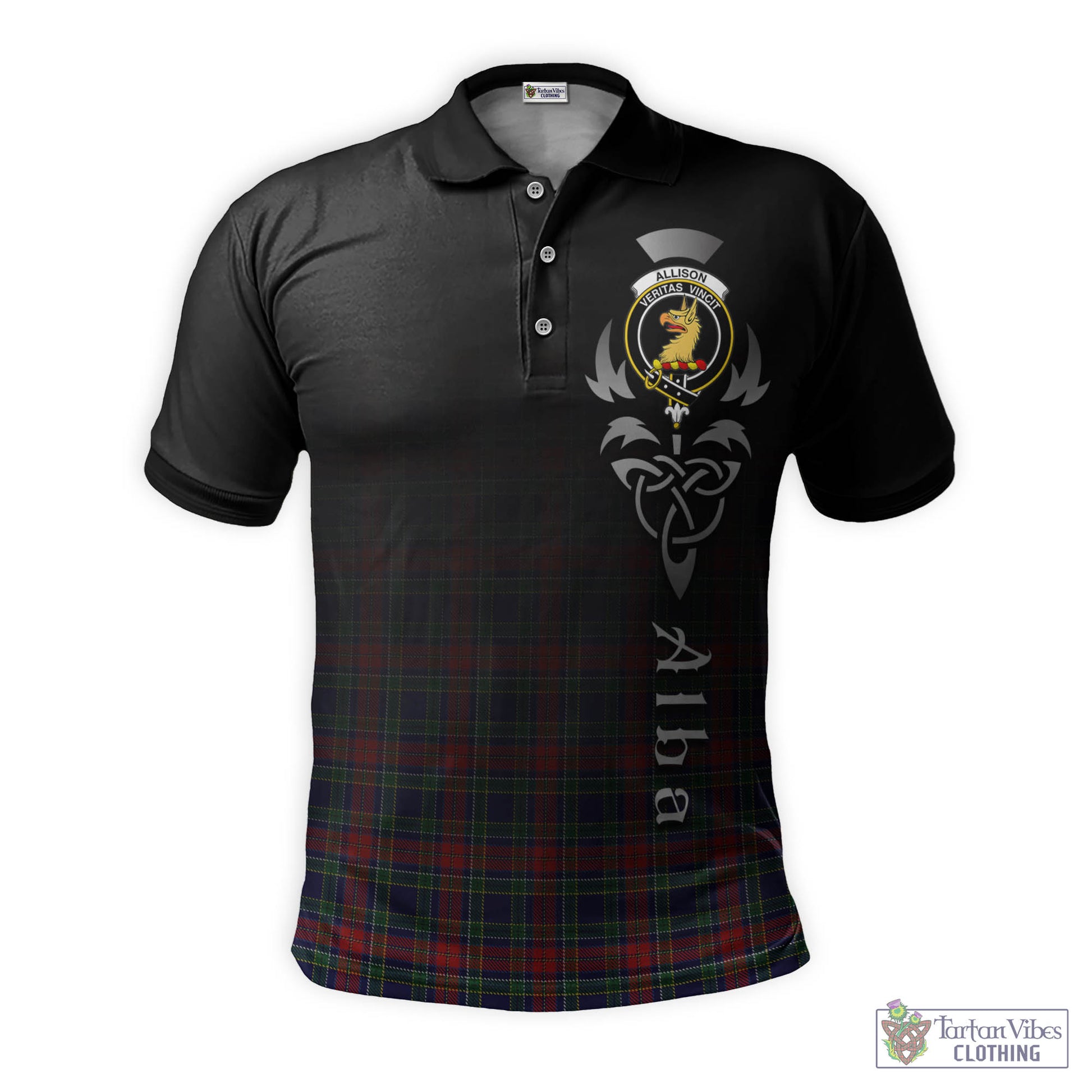 Tartan Vibes Clothing Allison Red Tartan Polo Shirt Featuring Alba Gu Brath Family Crest Celtic Inspired