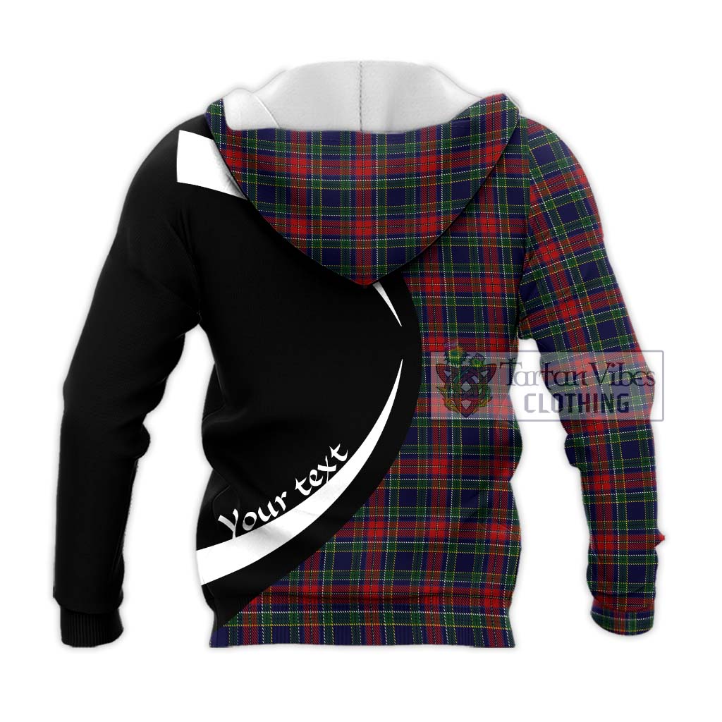 Allison Red Tartan Knitted Hoodie with Family Crest Circle Style - Tartan Vibes Clothing