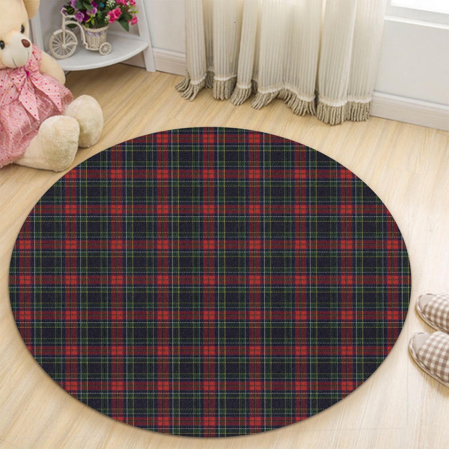 Allison Red Tartan Round Rug - Tartanvibesclothing