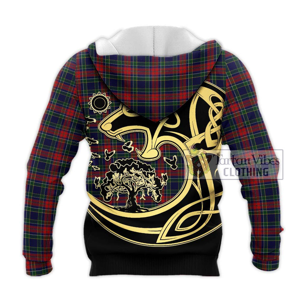 Allison Red Tartan Knitted Hoodie with Family Crest Celtic Wolf Style - Tartan Vibes Clothing