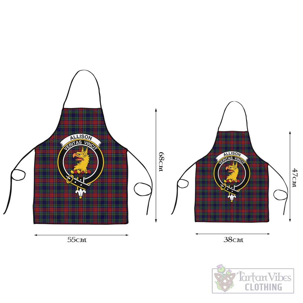 Allison Red Tartan Apron with Family Crest Black L 55x68 cm - Tartan Vibes Clothing