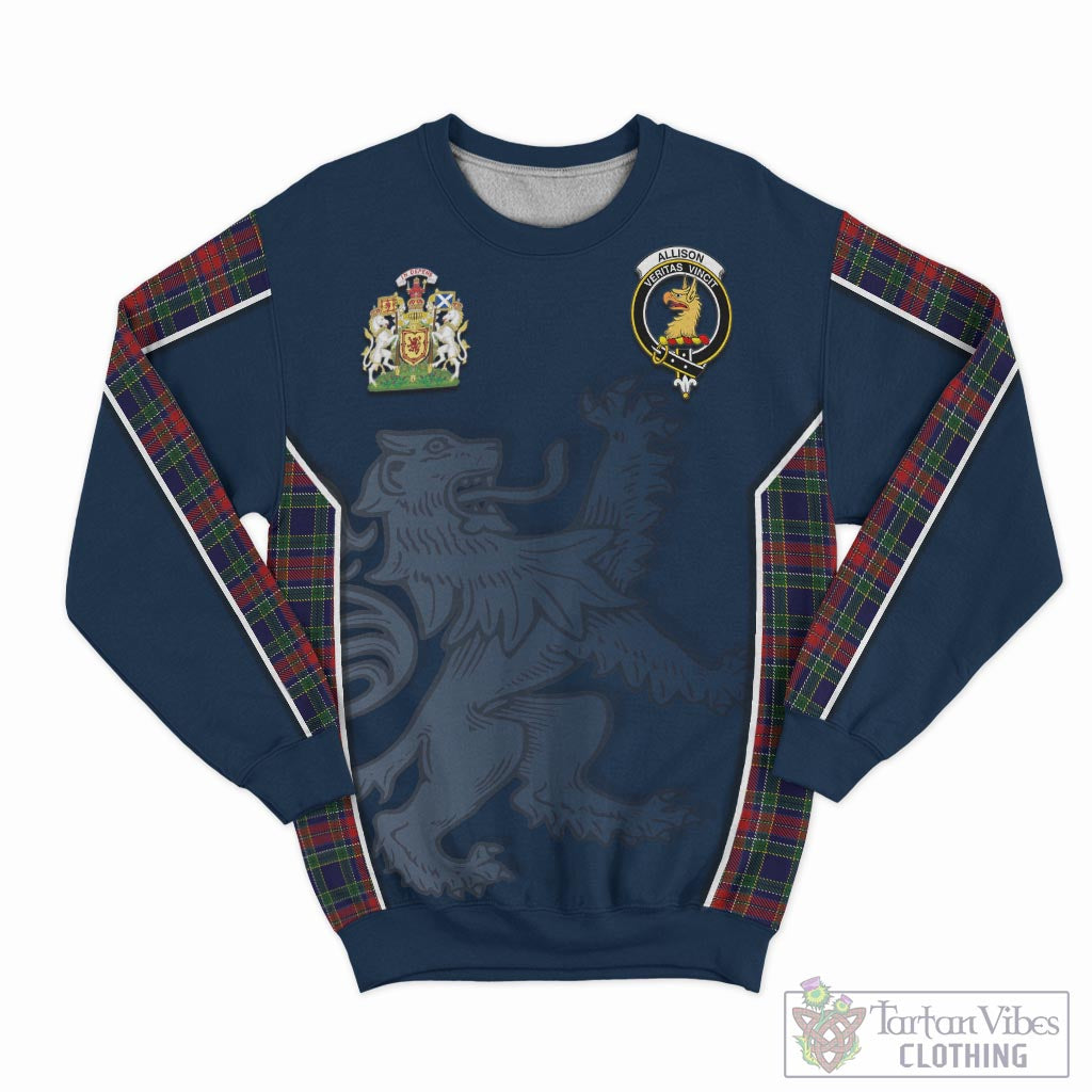 Tartan Vibes Clothing Allison Red Tartan Sweater with Family Crest and Lion Rampant Vibes Sport Style