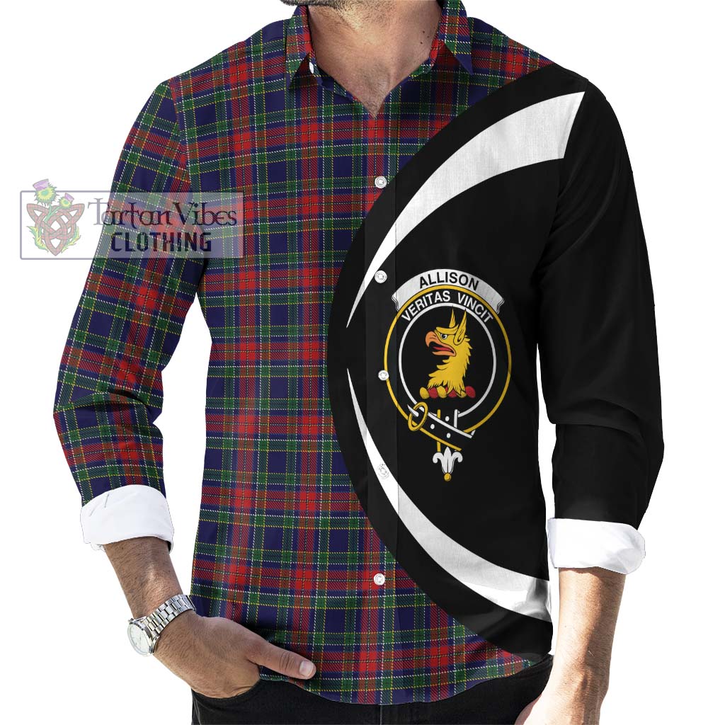 Tartan Vibes Clothing Allison Red Tartan Long Sleeve Button Up with Family Crest Circle Style