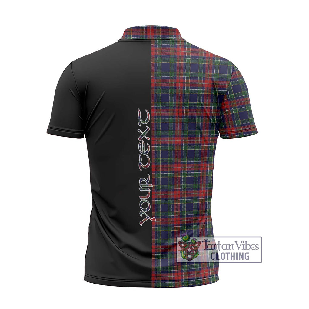 Allison Red Tartan Zipper Polo Shirt with Family Crest and Half Of Me Style - Tartanvibesclothing Shop