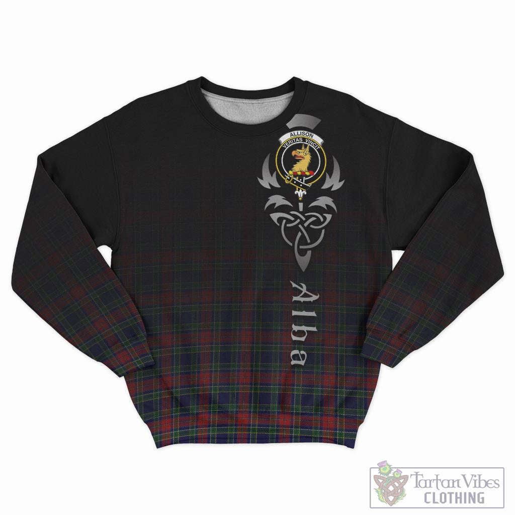 Tartan Vibes Clothing Allison Red Tartan Sweatshirt Featuring Alba Gu Brath Family Crest Celtic Inspired