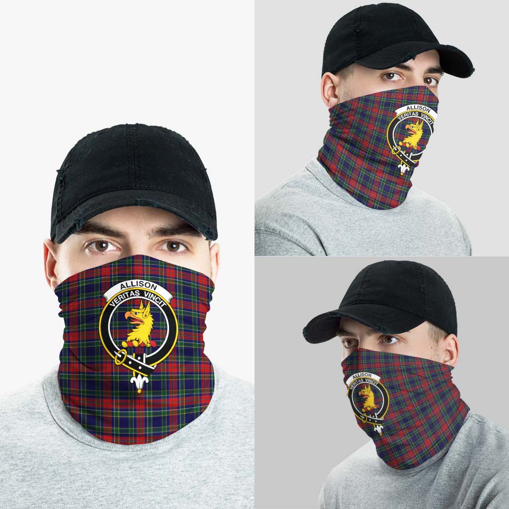 Allison Red Tartan Neck Gaiters, Tartan Bandanas, Tartan Head Band with Family Crest